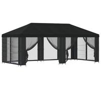 Kiosque vidaXL avec parois latérales, 6 x 3 m, noir, polyester et acier