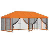 Kiosque vidaXL avec parois latérales, 6 x 3 m, orange, polyester et acier