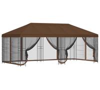 Kiosque vidaXL avec parois latérales, 6 x 3 m, polyester marron et acier 190