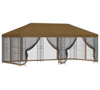 Kiosque vidaXL avec parois latérales 6 x 3 m, taupe, polyester et acier 190