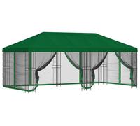 Kiosque vidaXL avec parois latérales 6 x 3 m, vert, polyester et acier 190