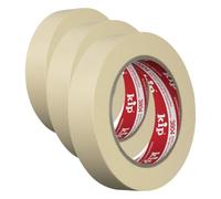 Kip Masking Tec 3804 Ruban de masquage en crêpe fine 24 mm x 50 m Pour travaux de peinture et décoration Ruban de masquage pour peintures, peintures, vernis et film de masquage Naturel (Lot de 3)