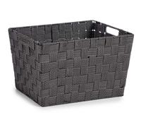 KIPIT Cesta en tissu conique rectangulaire avec anses, Noir, Grande