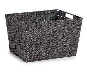 KIPIT Cesta en tissu conique rectangulaire avec anses, Noir, Grande