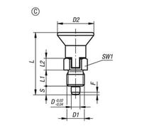 KIPP KIPP Goupille d'arrêt GR.9 D1=M06X0,75 D=3 Forme C avec rainure de verrouillage sans contre-écrou Quantité:1