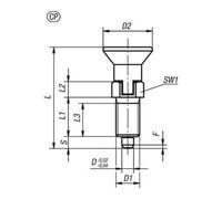 KIPP KIPP Goupille de verrouillage M20x1,5 12 mm Forme CP avec rainure de verrouillage Quantité:1