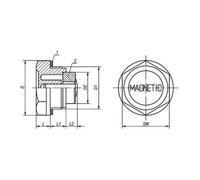 KIPP KIPP Vis de fermeture sans ventilation avec aimant D34 G3/4 SW30 thermoplastique Quantité:1