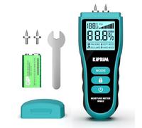 KIPRIM WM02 Mètre d'humidité pour Bois | Testeur Humidité Numérique à Broches avec 2 Sondes, pour Bois, Cloison Sèche, Maçonnerie, Plage de 3 % à 40 %, LCD