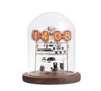 KiraKira DIY IN-12 Nixie Kit d'horloge à tube numérique avec lumière d'ambiance RVB, verre transparent et bois (B)