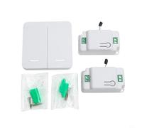 KiraKira Interrupteur de lumière sans fil à 2 interrupteurs et 2 récepteurs, longue portée pour télécommande, interrupteur RF marche/arrêt, facile à installer sans recâblage des lumières intérieures