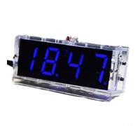 KiraKira Kit d'horloge numérique LED DIY avec écran Nixie Tube à 4 chiffres, étui de protection transparent, pour variateur automatique, alarme et température, soudure (bleu)