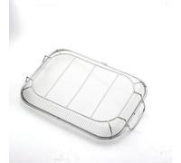 KiraKira Panier de vidange pour barbecue en acier inoxydable avec double poignée, 38 x 28 x 5 cm, passoire de cuisine pour frire et laver les légumes