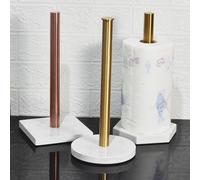KiraKira Porte-serviettes en papier élégant avec base en marbre, pour support en métal robuste de salle de bain et cuisine, recharge facile, rouleaux de taille standard