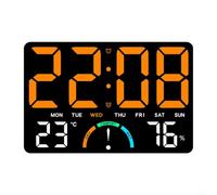 KiraKira Réveil numérique LED moderne avec compte à rebours et indicateur de confort, pour grand écran mural ou bureau, pour salon, chambre à coucher, visibilité, bleu (orange)