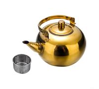 KiraKira Théière dorée en acier inoxydable avec filtre, options de 1 L, 1,5 L, 2 L, bouilloire à conduction thermique avec bip d'ébullition automatique, design élégant pour la maison et le restaurant
