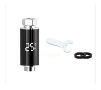 KiraKira Thermomètre de douche numérique à LED - Indicateur de température d'eau - 3 couleurs - Indicateur de sécurité 0 à 99 degrés - Pas de batterie nécessaire - Pour salle de bain - Argent (A)