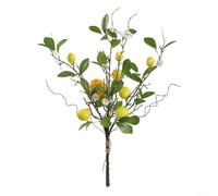 KiraKira Tiges de citron artificielles de 56 cm avec marguerites blanches, bouquet de citrons artificiels, bouquet de citron, décoration de table de cuisine, décoration de mariage
