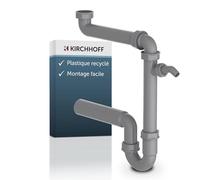 Kirchhoff 98833649 Siphon pour évier de Cuisine en Plastique recy vec raccord pour Machine à Laver ou Lave-Vaisselle, Gris