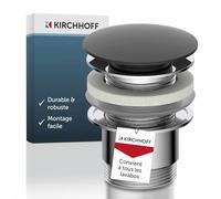 Kirchhoff Bonde de Lavabo Automatique, Bouchon Pop-Up, Blanc/Chrome | métal massif, ressort laiton, bouchon universel lavabo, raccord 11⁄4in, Ø 66mm, avec trop-plein, démontable