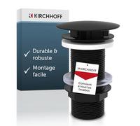 Kirchhoff Bonde de Lavabo Automatique, Bouchon Pop-Up, Noir | métal massif, ressort laiton, bouchon universel lavabo, raccord 11⁄4in, Ø 66mm, avec trop-plein, démontable