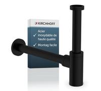 Kirchhoff Design 98166220 Ouverture de Nettoyage, Siphon de Bouteille, Tuyau de vidage lavabo Noir Mat, 170-305mm Hoch