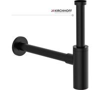 Kirchhoff Design Siphon, bonde de lavabo, garniture de vidage pour lavabo, siphon avec ouverture de nettoyage, siphon bouteille, noir mat