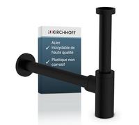 Kirchhoff Siphon design, siphon de lavabo de salle de bain en plastique non corrosif, siphon pour lavabo et lavabo, siphon anti-odeurs avec ouverture de nettoyage, 98803828, noir