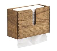 KIRIGEN Distributeur d’Essuie-Mains, Porte-Serviettes en Bois, Brun Jaune | Plis C, Z et multifold, fixation murale, intérieur 27,5 × 10 cm, livré monté, assemblages à tenon et mortaise, huile végétale