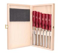 Jeu de ciseaux à bois Kirschen Largeur 6 10 12 16 20 26 mm avec manche plastique rouge Coffret en bois - 1103000