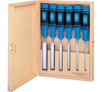 Jeu de ciseaux à bois Kirschen Largeur 6 10 12 16 20 26 mm avec manche bi-matière en coffret bois - 1108000