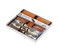 KIRSCHEN Jeu de burins Kirschen avec manche en hêtre blanc dans une pochette en cuir 10-16-20-26 mm Quantité:1
