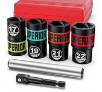 KIRXST Coffret de 6 Extracteurs D'écrous, Extracteurs de Boulons 1/2" | Extracteurs de Vis pour Enlever les Vis et Écrous Rouillés Endommagés, Cr-Mo