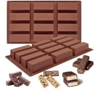KIRZAX Lot de 2 Moules Silicone Rectangulaires 12 cavités,Moules en Silicone pour Barres à Céréales,Moule Financier Idéal pour Barres énergétiques, Brownies, Cheesecakes, Muffins, Flans et Plus