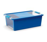 KIS Boîte de Rangement Bi Box M 26L - Rangement multifonction - Poignées ergonomique - Pour ranger toutes les pièces de la maison et de l'espace travail - 55 x 35 x 19 cm - Bicolor Transparent Bleu