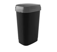 Kis Dual Swing Bin L - Poubelle Basculante pour Sac de 50 l, Double Option d'ouverture - 30,5 x 42 x 60 H Noir