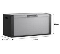 Keter Coffre de rangement Titan 300 L – 118×49×55 cm – Gris/Noir – Extérieur, robuste et spacieux