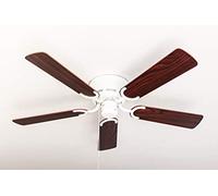 Kisa Deluxe Ventilateur de plafond Blanc sans lumière - Pales en bois de rose/noyer foncé