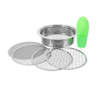 Kisangel 1 Ensemble de Tamis à Terre pour Jardinage avec Pelle en Plastique et Tamis à Mailles (Trous de 1, 3, 6, 9 et 12 mm) - métallique pour la Filtration des Pierres, de la Terre, du Compost