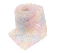 Kisangel 1 rouleau de ruban dégradé pour emballage cadeau, 5 yards x 3,15 pouces, bordure en dentelle brodée de roses 3D, dentelle DIY pour mariage, baby shower, ruban en organza mousseline douce