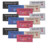Kisangel 100pièces Lot de Étiquettes à Coudre Fait Main Étiquettes Quilt pour Vêtements et Accessoires Rouge Bleu Jaune Noir Blanc pour Loisirs Créatifs et Couture