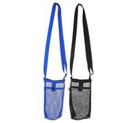 Kisangel 2 Pièces Porte-gobelet D'extérieur Housse pour Bouteille d'eau avec Sangle en Maille Polyester, Bandoulière, Poche, Extensible, pour Gourde et Bouteille d'eau, Marche et Sports