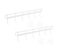Kisangel 2set Bande de Crochets Adhésifs en Fer, Six Crochets, Blanc, Mural | Perçage, Surface Mate Lisse, Rangement Stable pour Entrée et Porte, Usage Quotidien Discret