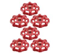 Kisangel 6 Pièces Poignée de Robinet Extérieur Ronde en Fer Rouge, Remplacement pour Vanne à Tige Carrée 7x7 Mm, Poignée Pivotante pour Robinet Mural de Jardin