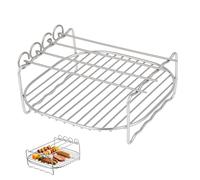 Kisangel Accessoire pour friteuse à air Chaud Grille de Barbecue à Double Couche en Acier Inoxydable 18X7 CM 4 brochettes pour Cuisine et rôtissoire