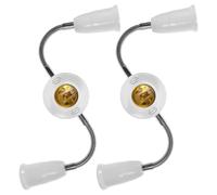 Kisangel Adaptateur de Douille D'ampoule E27 en Plastique Blanc 2 Pièces à 3 Têtes Rotatif Base Solide et Design Décoratif pour Éclairage Domestique