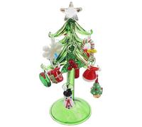 Kisangel Arbre de Noël en Verre Cristal, Figurine de Bureau Festive | Compacte et Étincelante, pour Tables et Bureau, avec Bonhomme de Neige, Père Noël et Ornements
