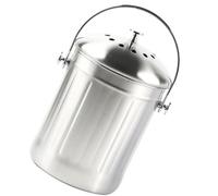 Kisangel Bac à Compost Couvercle Anti-odeurs et Poignée Portable en Acier Inoxydable Argentée Poubelle Cuisine pour Usage Intérieur Cuisine Pratique