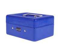 Kisangel Boîte de Rangement Verrouillable en Fer Bleu avec Serrure à Combinaison, Petite Caisse à Monnaie Portable pour Bureau et Objets de Valeur