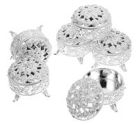 Kisangel Boîtes à Dragées Argent 6pcs Rond ABS Coffret Embossé Rangement Bijoux pour Invités Célébrations