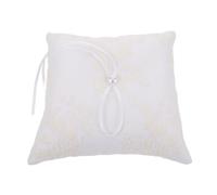 Kisangel Coussin Porte-bagues en Satin Blanc Broderie Délicate, Design Européen Romantique Vintage, Doux au Toucher, pour Cérémonie Nuptiale